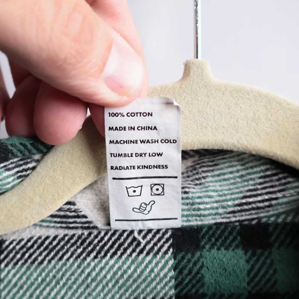 Dutch Bros Coffee Green White Plaid Flannel Button Down Shirt Mens Large - Picture 3 of 6